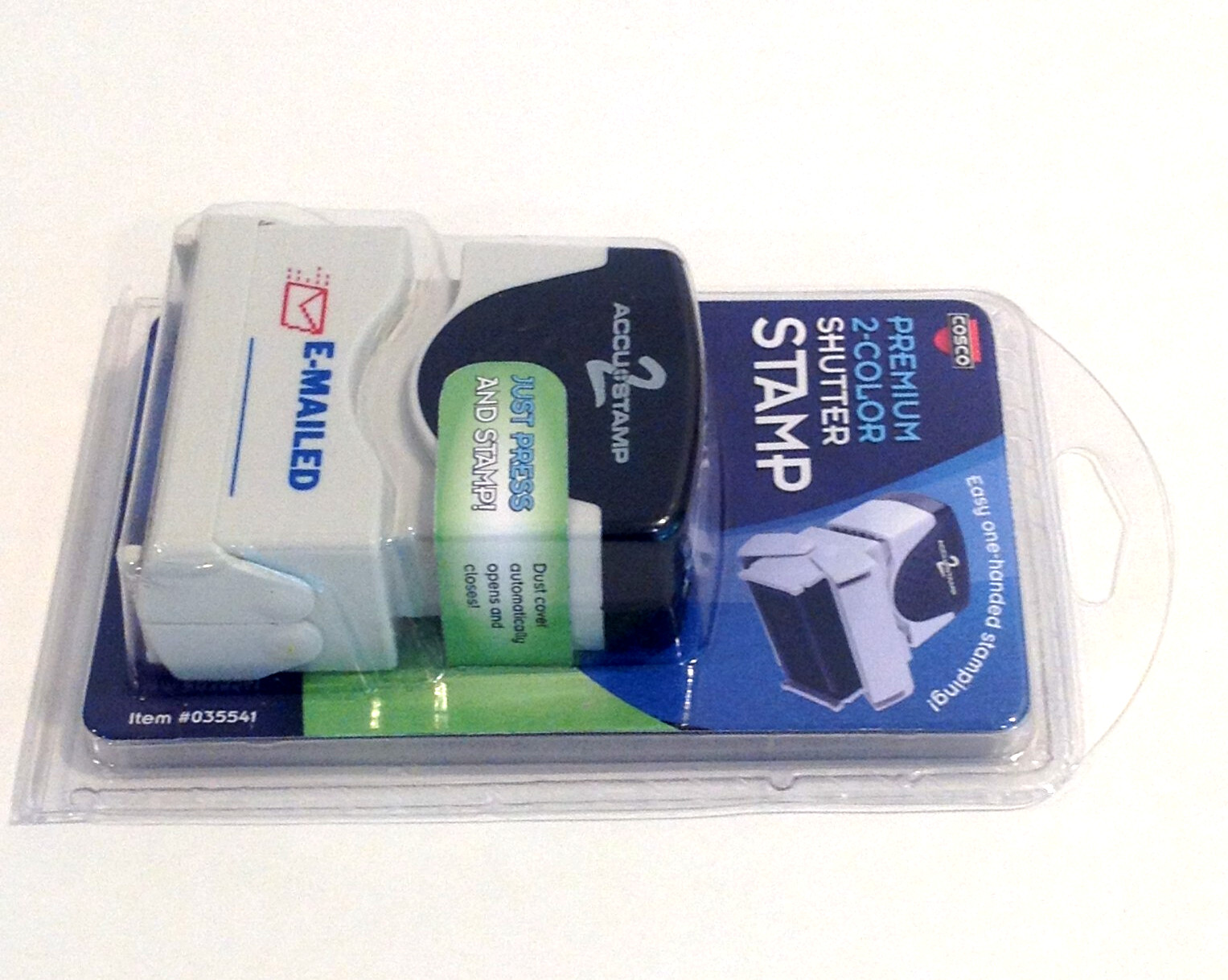 ACCUSTAMP 2 "E-MAILED" Pre-Inked Shutter Stamp Blue Red Ink 1 5/8 x 1/2 NEW