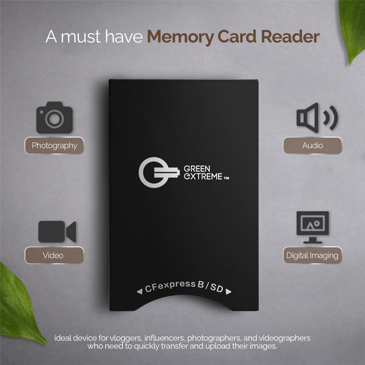 Green Extreme USB-C 3.2 Gen 2 CFexpress Type-B and SD UHS-II Memory Card Reader