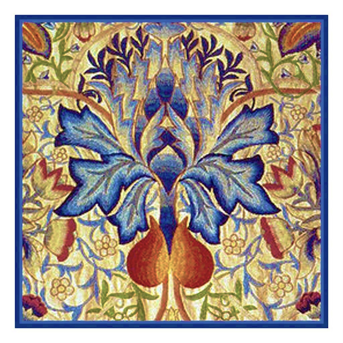 Arts & Crafts Style William Morris Blue Thistle Counted Cross Stitch Pattern