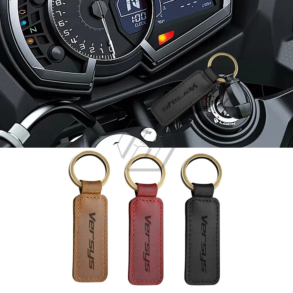 Motorcycle cowhide logo keychain keyring lanyard For Kawasaki Versys X-300 650
