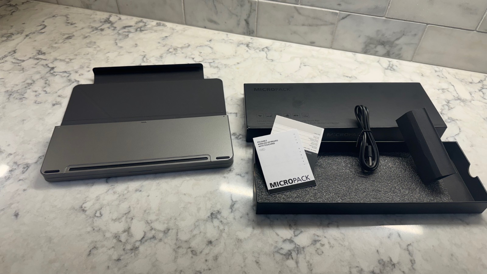 MicroPack Foldable Bluetooth Keyboard with Touchpad & Stand for Grey