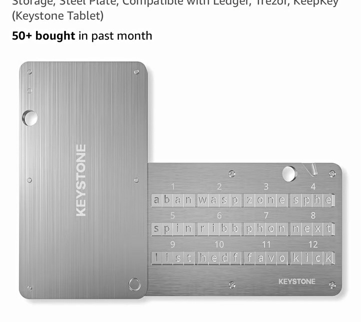 Keystone Crypto Seed Storage Steel Tablet Metal Wallet Capsule (Keystone Tablet)