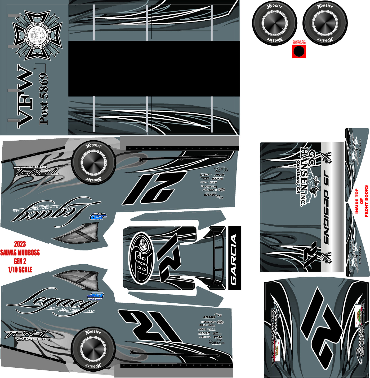 SALVAS MUDBOSS GEN 1 AND GEN 2 BODIES TRAXXAS SLASH GAUGE GARCIA THEME WRAP KIT