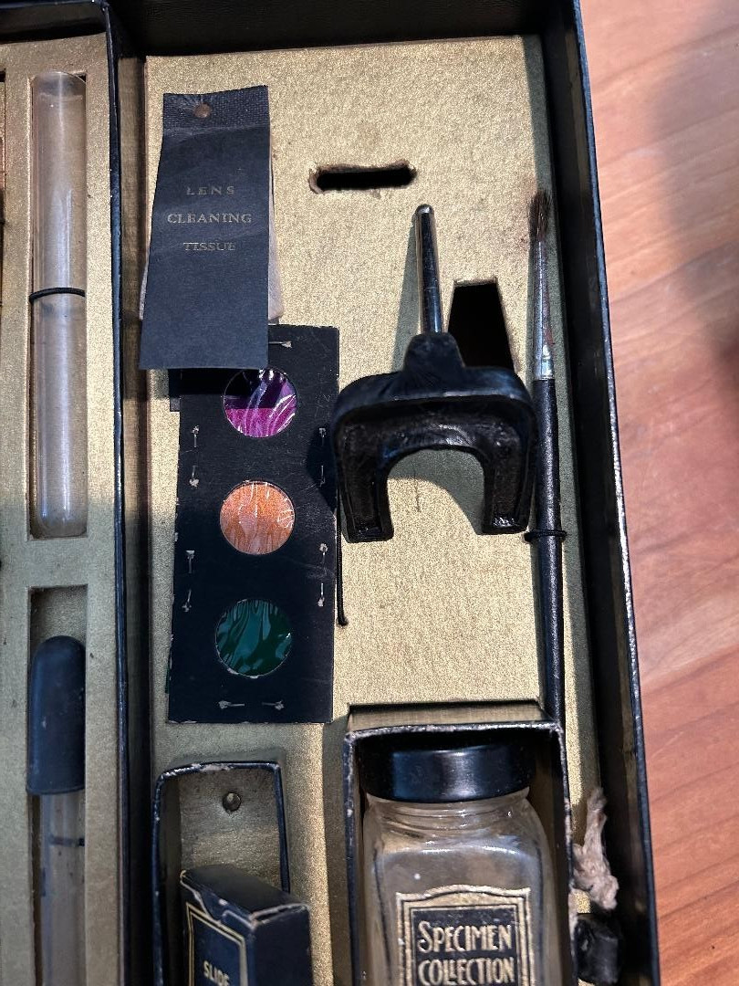 Vintage 1930 Microset Model 3MW Microscope Set Brownstone Manufacturing Co.