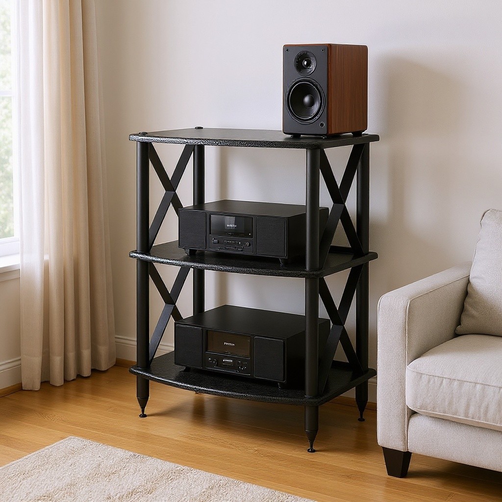 Pangea Audio Vulcan LP Record Player Turntable Stand Rack Vinyl Storage Carbon