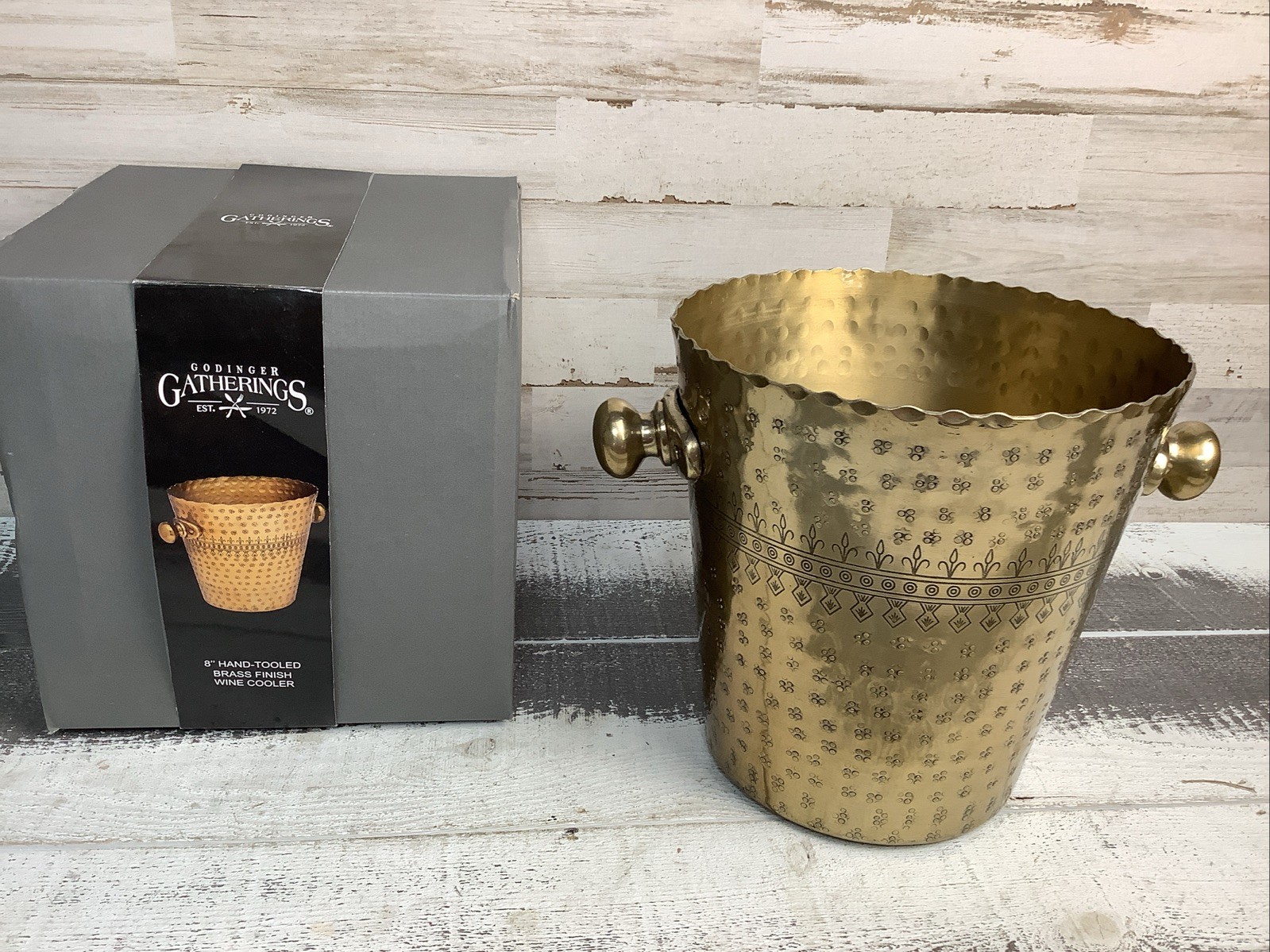 Godinger Gatherings 8” Wine Cooler Brass Etched