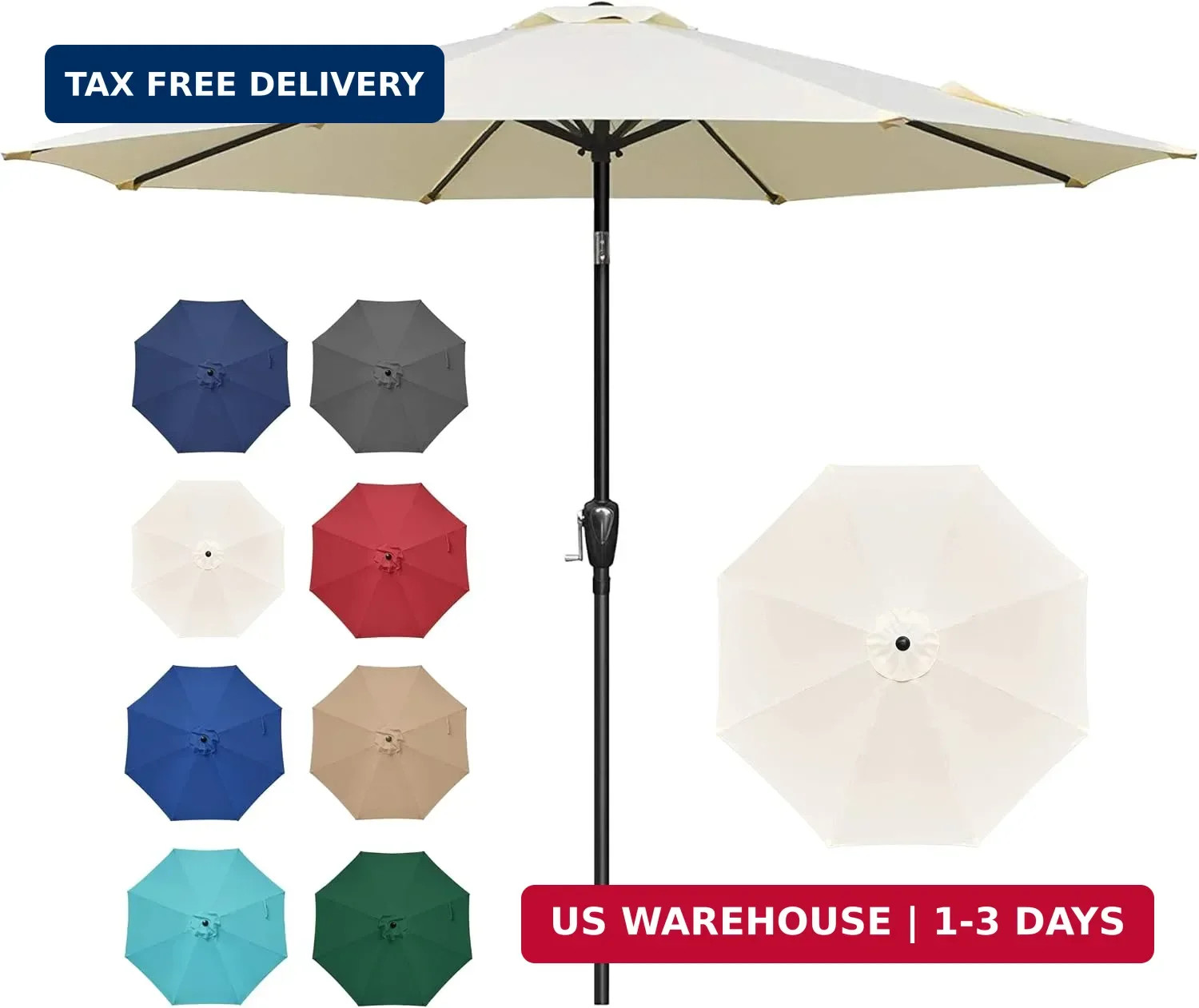 Simple Deluxe 9' Patio Umbrella Outdoor Table Market Yard Umbrella with Push But