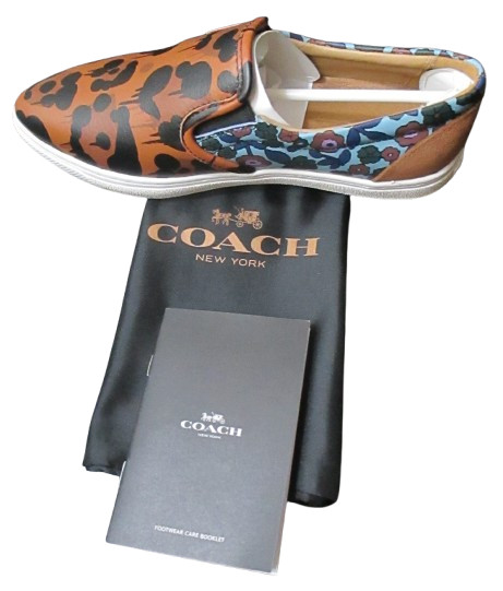 Coach WildBeast Nappa Women's Slip-On Sneakers Shoes 6M Brown/Mist (Turq) Q8807