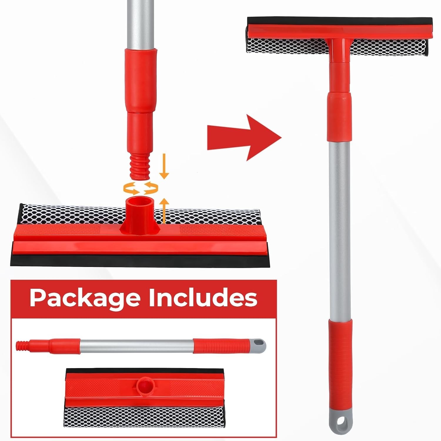 Windshield Cleaner Tool 2 in 1 Car Window Squeegee with Extendable Handle