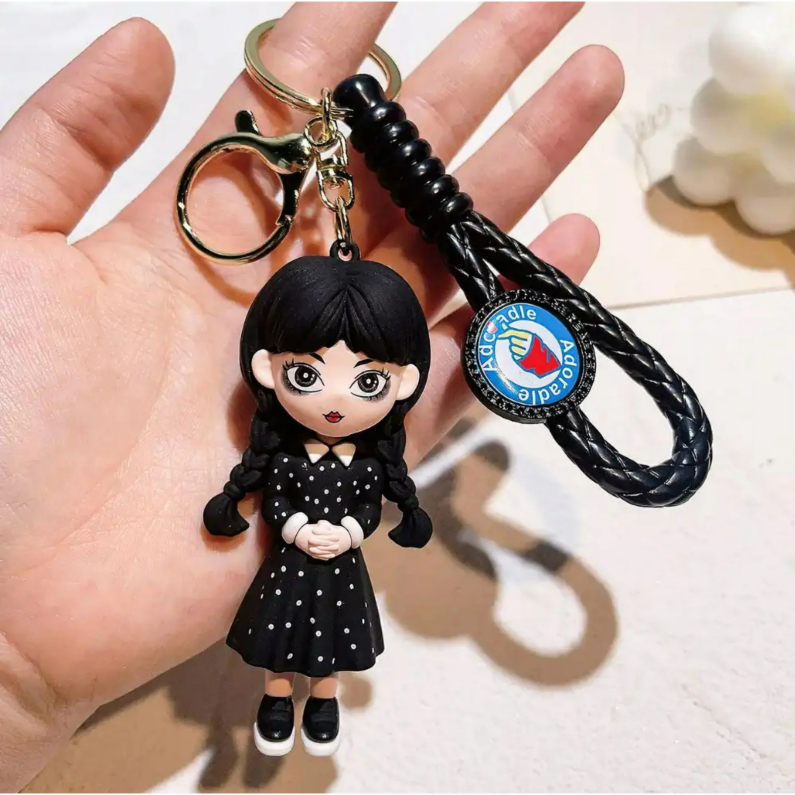 Wednesday Addams Themed 3D Keychain/Bag Charm/Backpack Clip - Black Dress