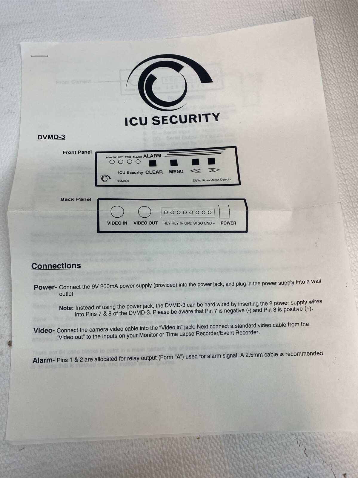 ICU Security Digital Video Motion Detector System