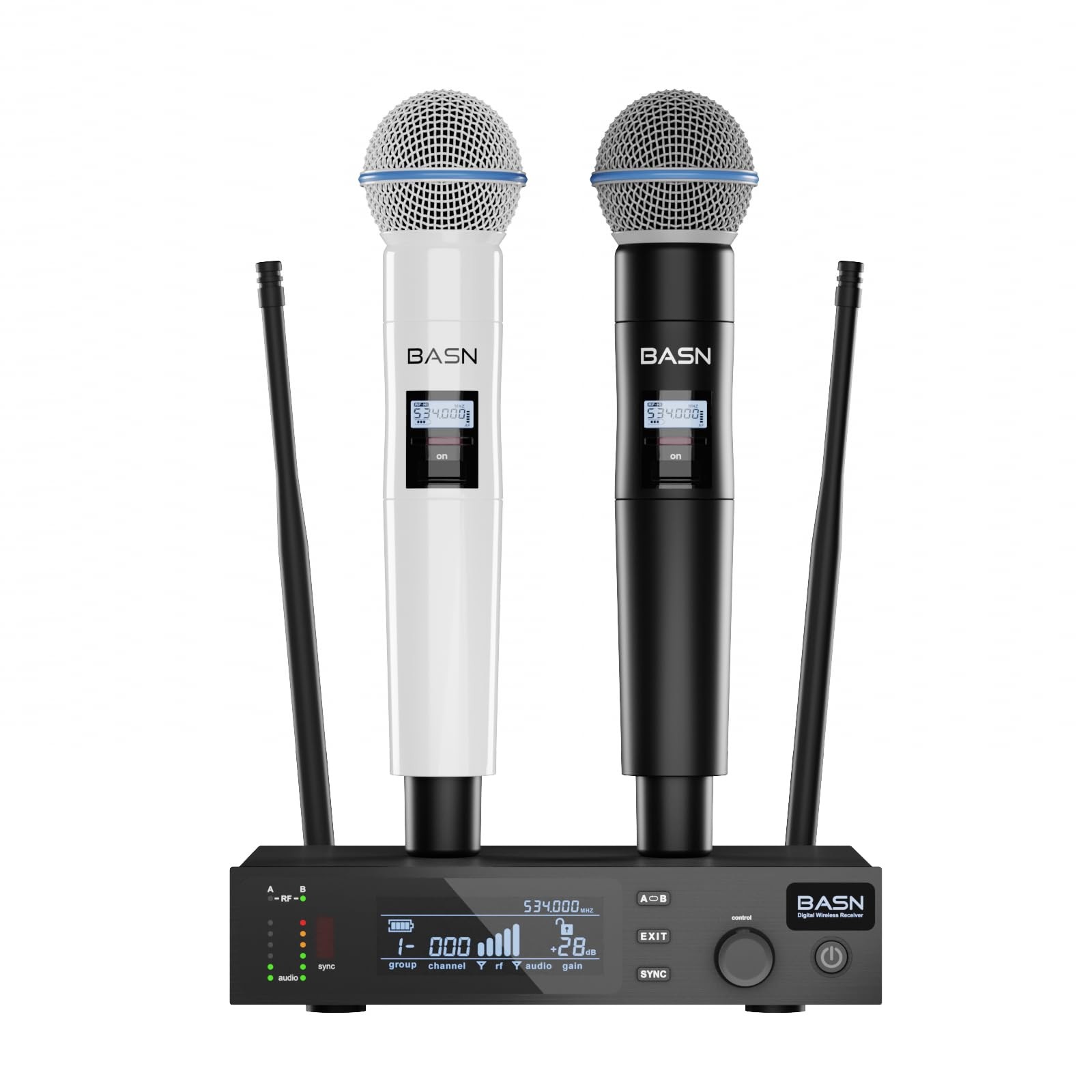 BASN UHF Dual Channel Wireless Microphone System,Handheld Mics for Stage,Karaoke
