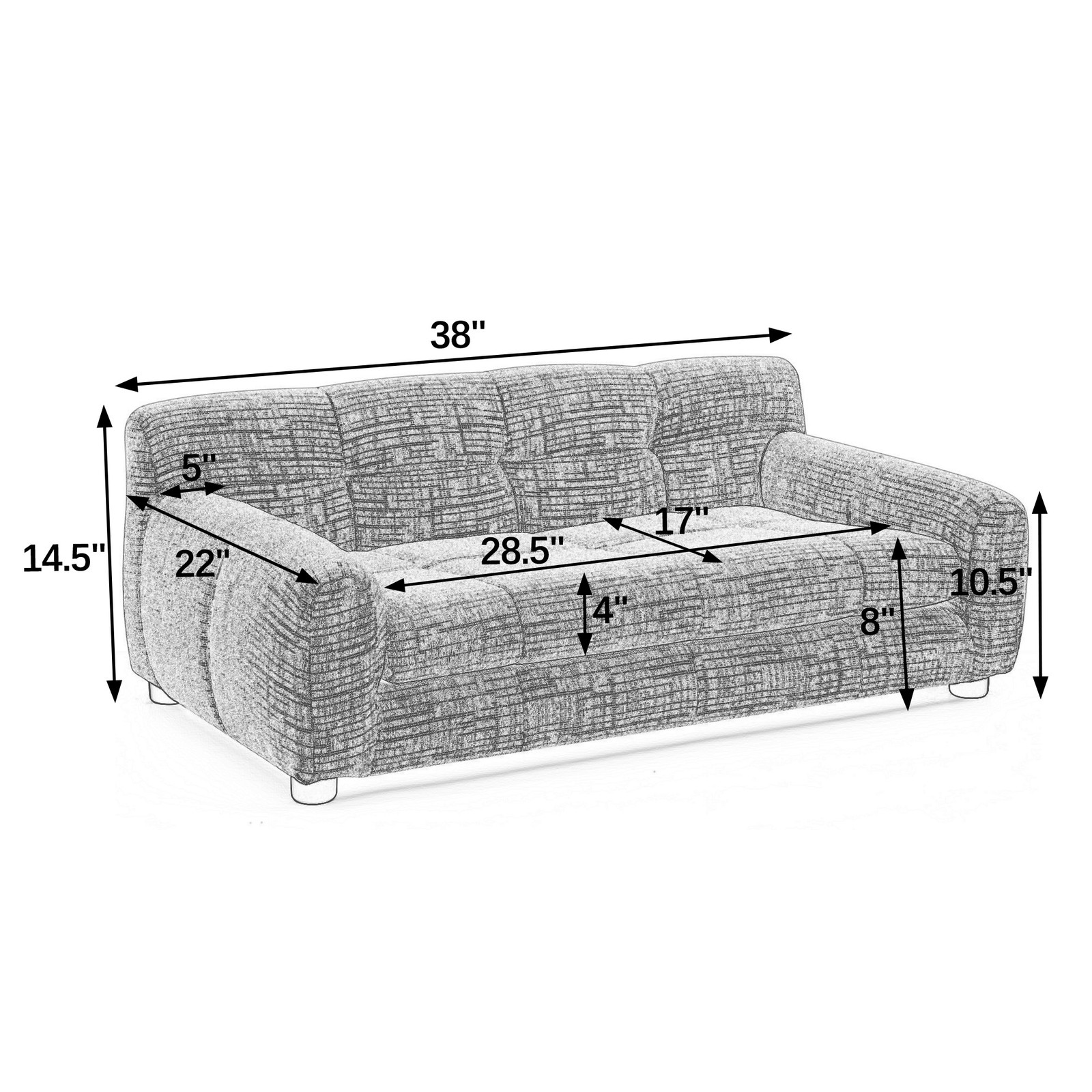 Soft Comfortable Pet Sofa Backrest Armrests Suitable for Small Medium Dogs Gray