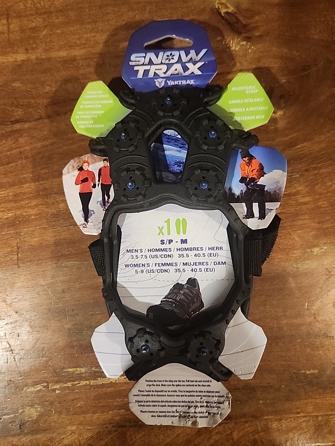 YAKTRAX Snow Trax Traction Shoes Covers with Spikes and Strap Size S/M Men Women