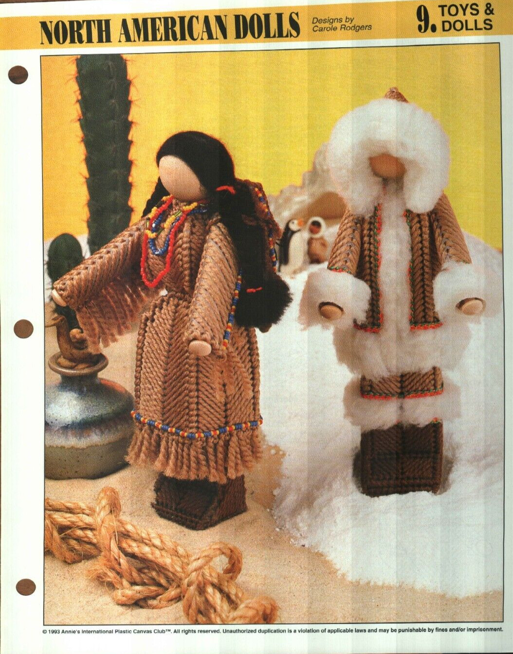 NEW NORTH AMERICAN DOLLS ESKIMO ANNIE'S PLASTIC CANVAS PATTERN INSTRUCTIONS