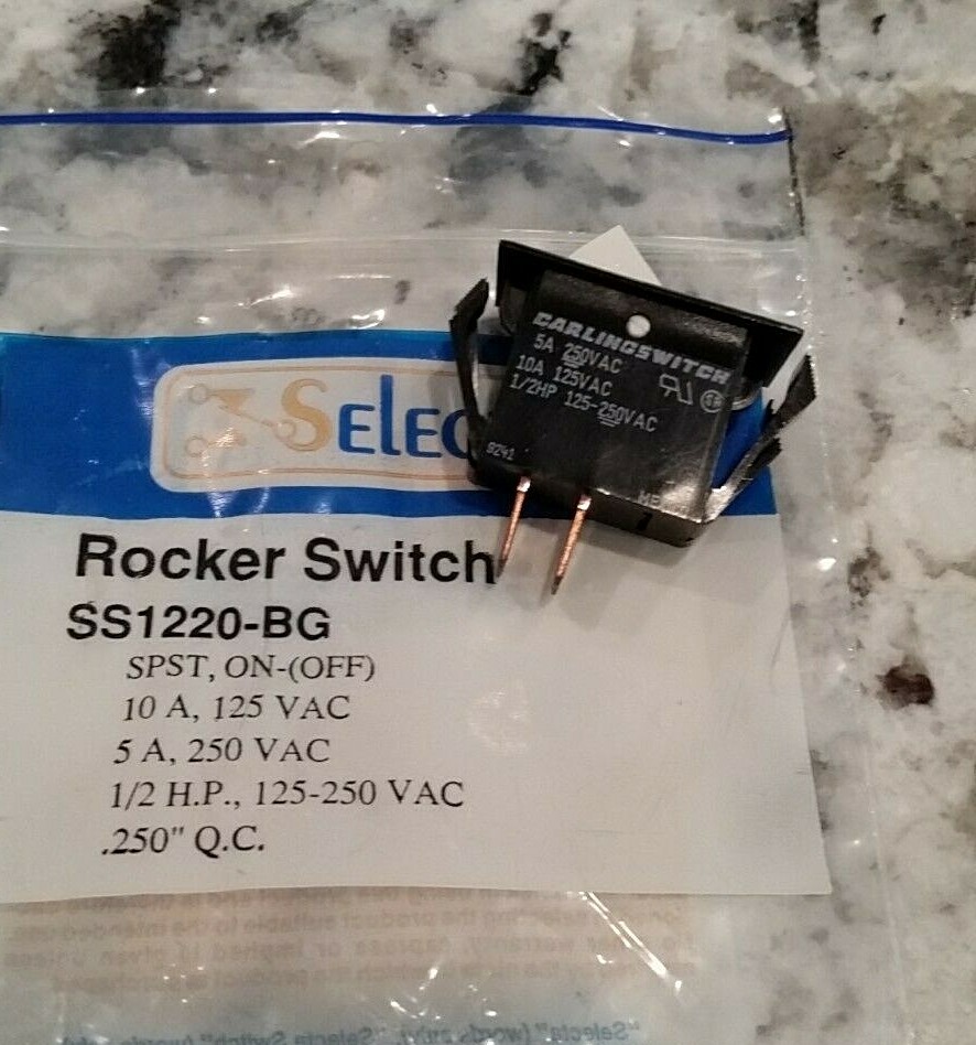 SELECTA SWITCH SS1220-BG SPST ON-(OFF) 10 AMP ROCKER SWITCH