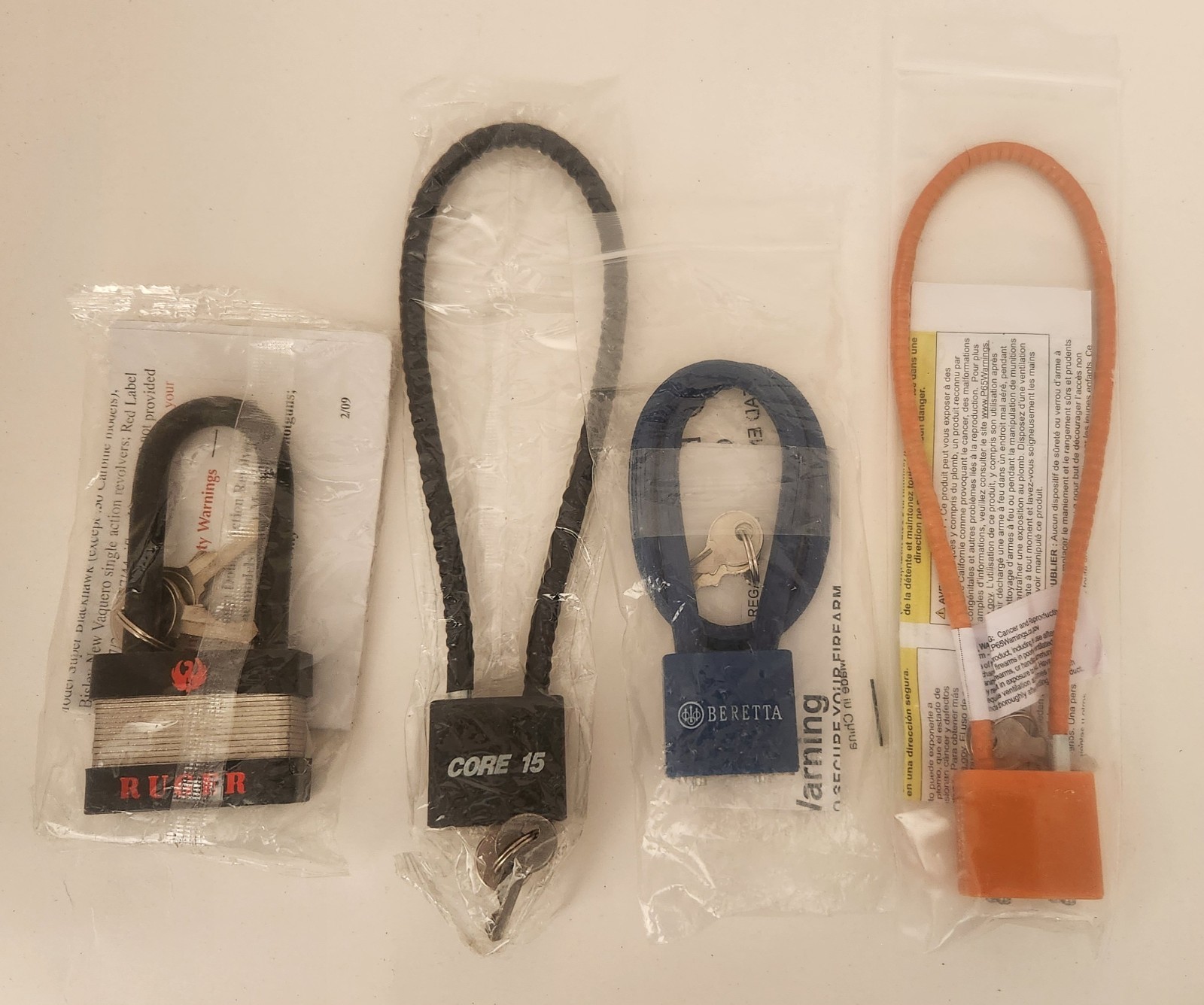 4 Gun, Pistol, Rifle Locks Beretta, Core 15, Ruger Padlock, All New