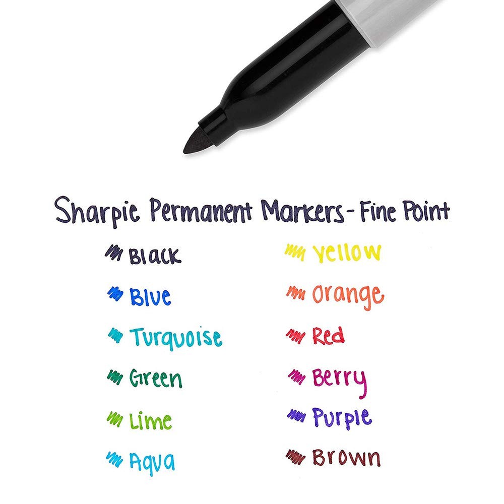 Permanent Marker Fine Point, Black with Sharpie Quick Drying/Waterproof - 36 Cou