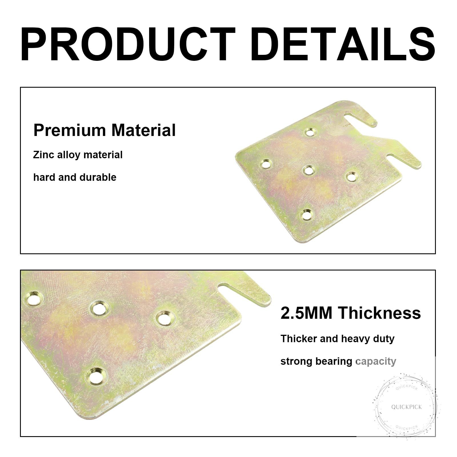 4Pcs Wood Bed Rail Hook Plates Heavy Duty Bed Rail Fitting Bracket with Mounting