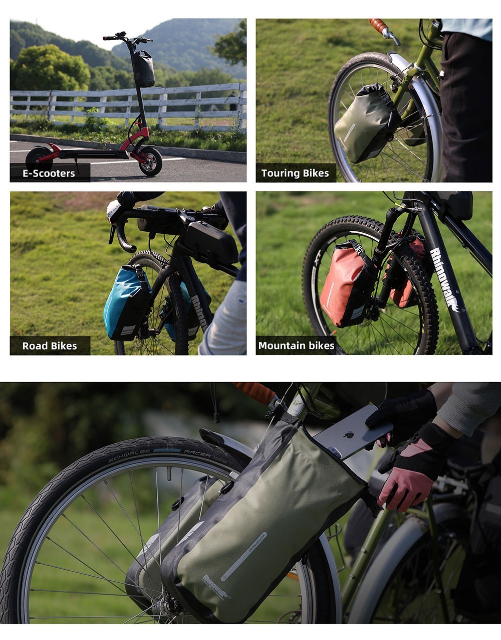 Rhinowalk 2 PCS Bicycle Fork Bag Quick Release Waterproof Electric Scooter Bag