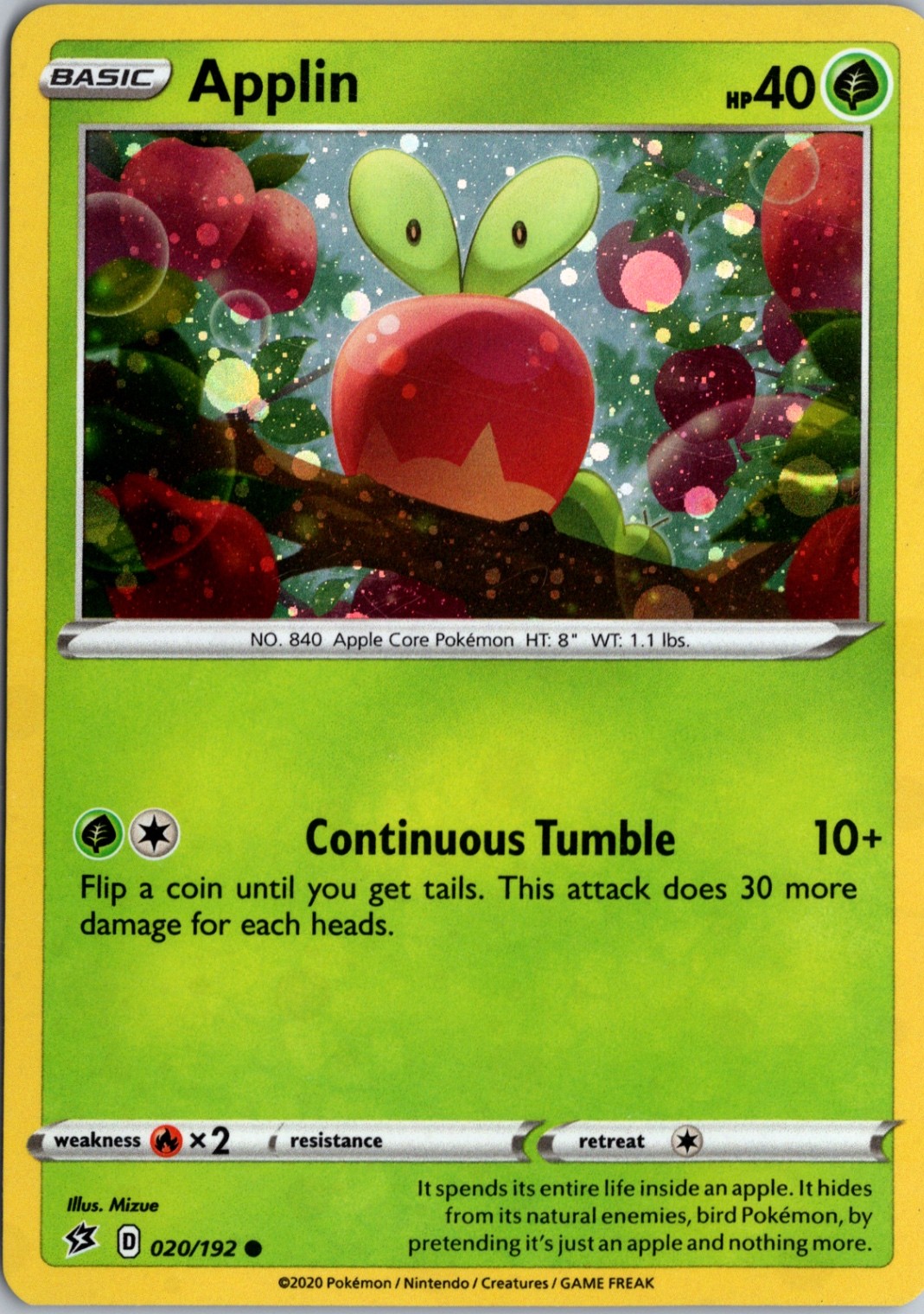 Applin - (Cosmos Holo) Holo  020/192 NM