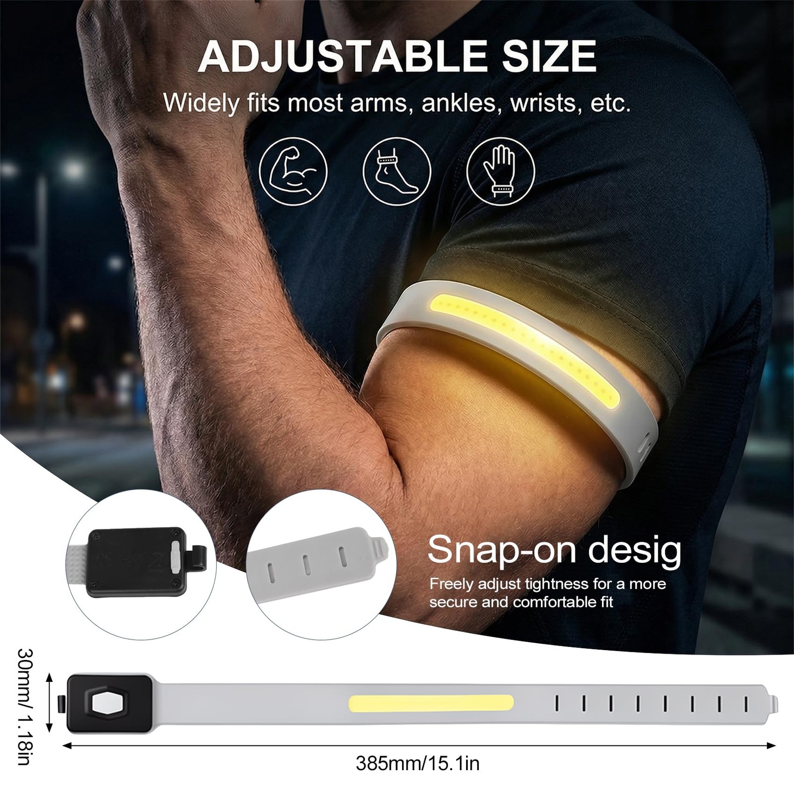 LED Rechargeable Armband Running Lights Jogging Walking Hiking 6 Pack