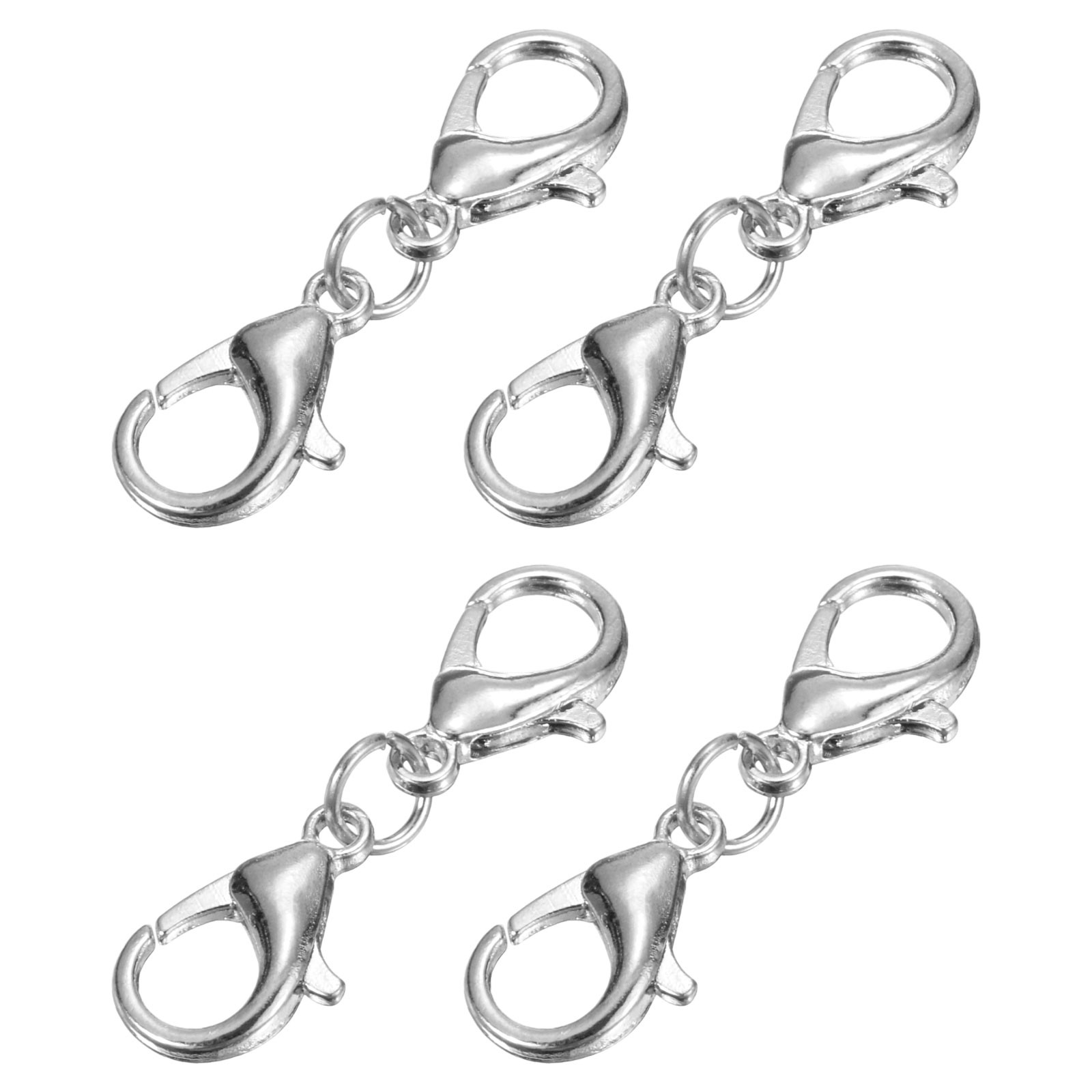 4Pcs Double Lobster Claw Clasps Bracelet Extender (30mm, Silver)