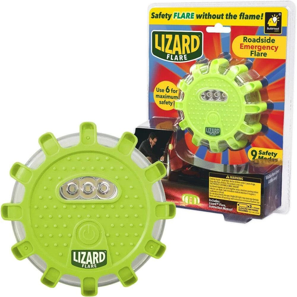 Lizard Flare Flameless LED Road Flares As Seen On TV Magnetic Safety Flares f...