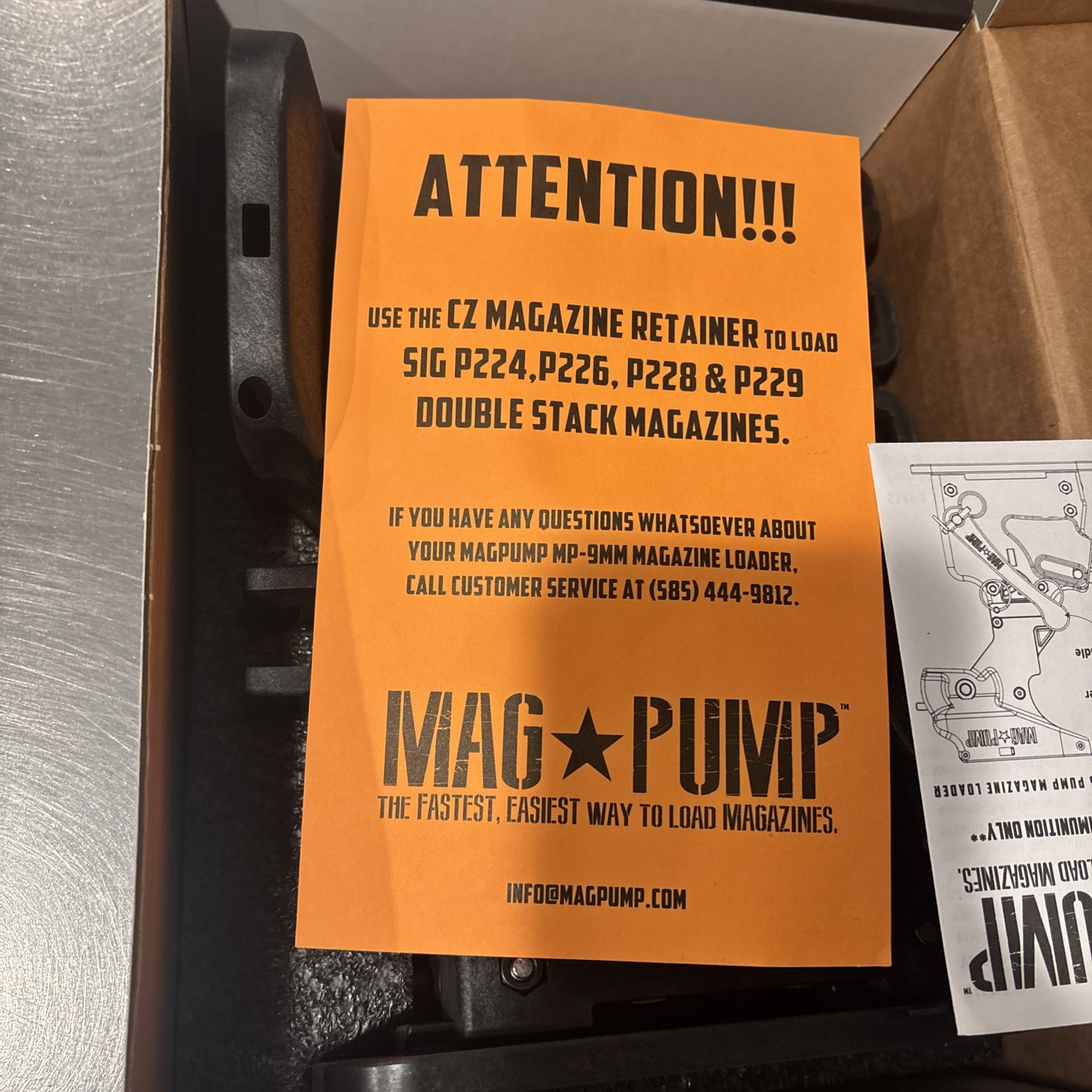 Magpump 9mm Magazine Loader Loads Most Double Stack Pistol Magazines MP-9MM