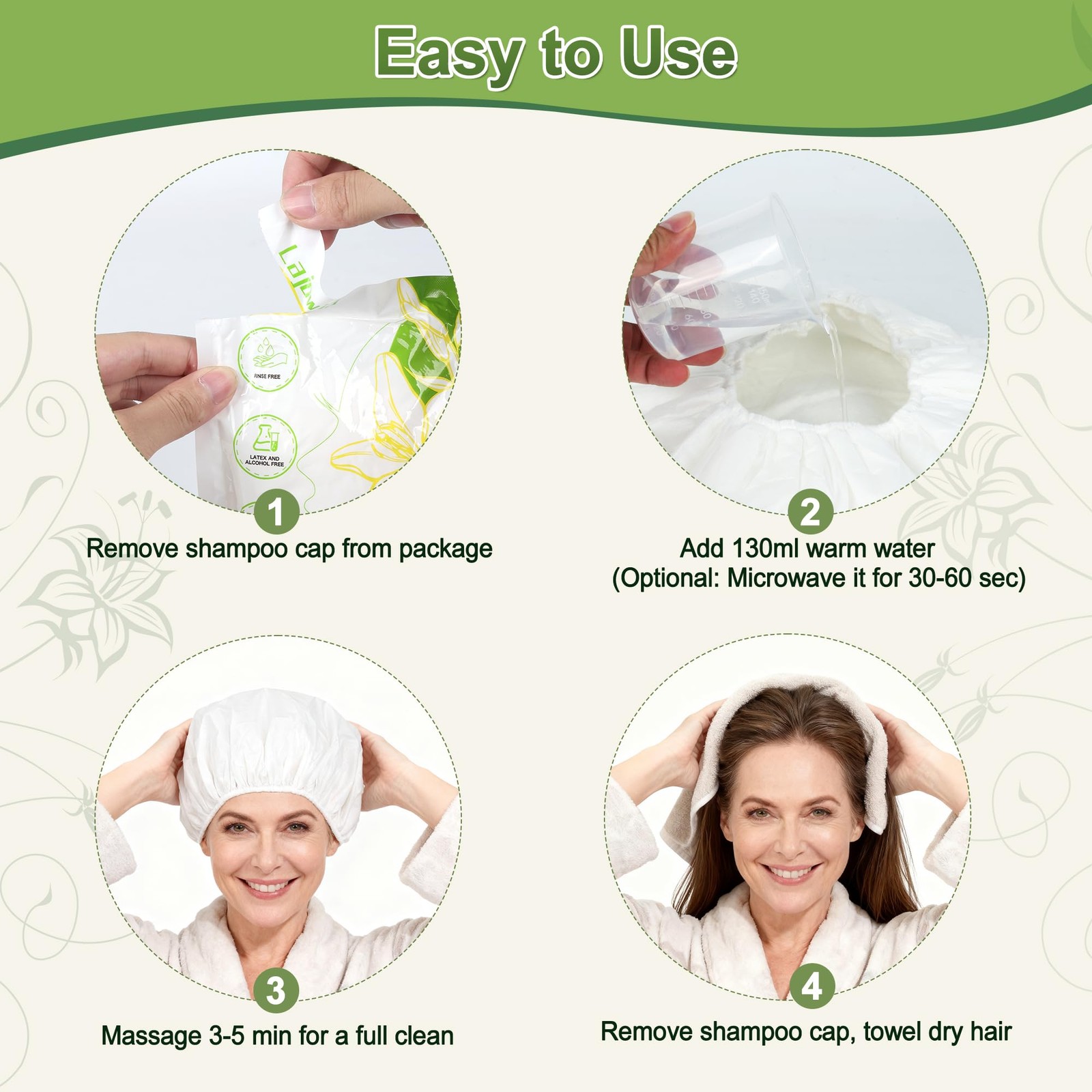 10 pack Shampoo Caps No Need Rinse