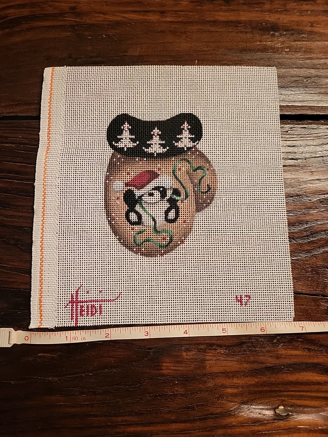 Christmas Panda Mitten Needlepoint Canvas
