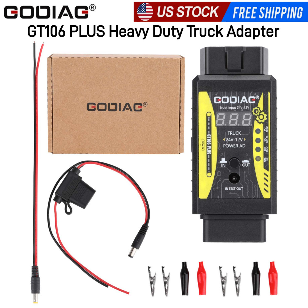GODIAG GT106 PLUS Heavy Duty Truck Adapter 24V to 12V For Fuel Injector Cleaning