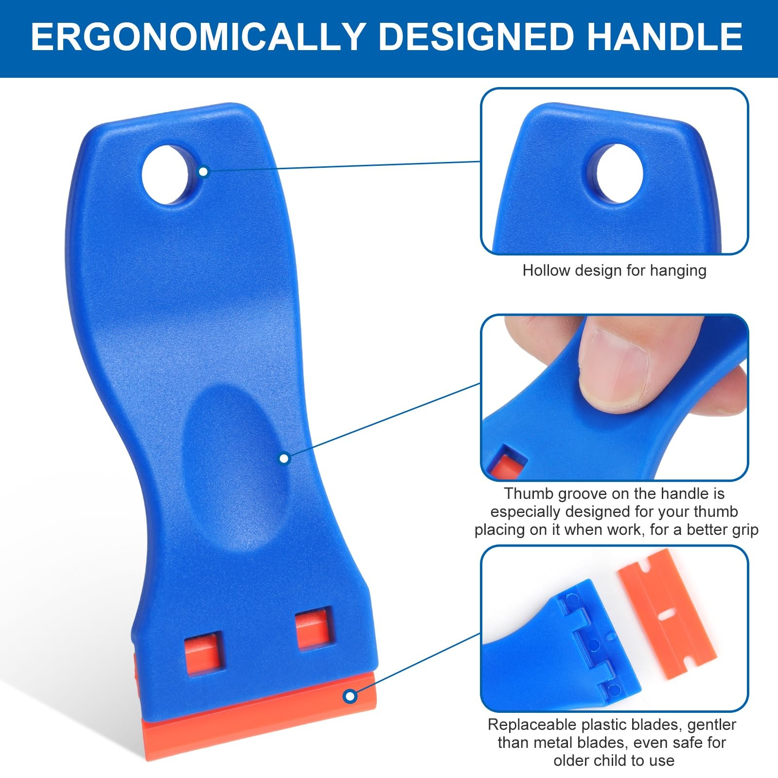 Plastic Razor Blade Scraper Tool, 2 Pcs with 20 Plastic...