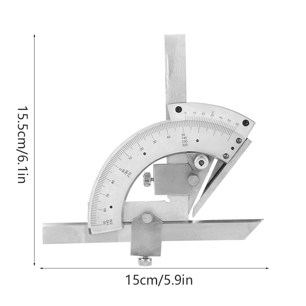 Carbon Steel Fine Tuning Angle Finder Ruler 0-320° Bevel Protractor Meter