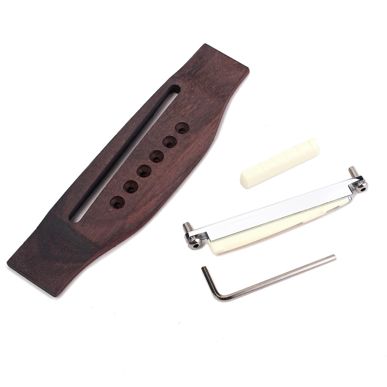 Adjustable Shaft Rosewood Guitar Bridge Saddle Nut Kit For Acoustic Guitar