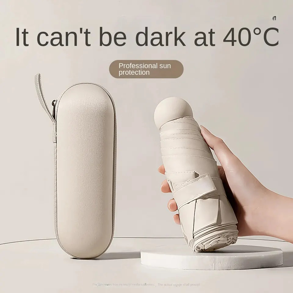 Portable Capsule Umbrella Mini Sunshade Dual Use Rain Travel Compact Outdoor