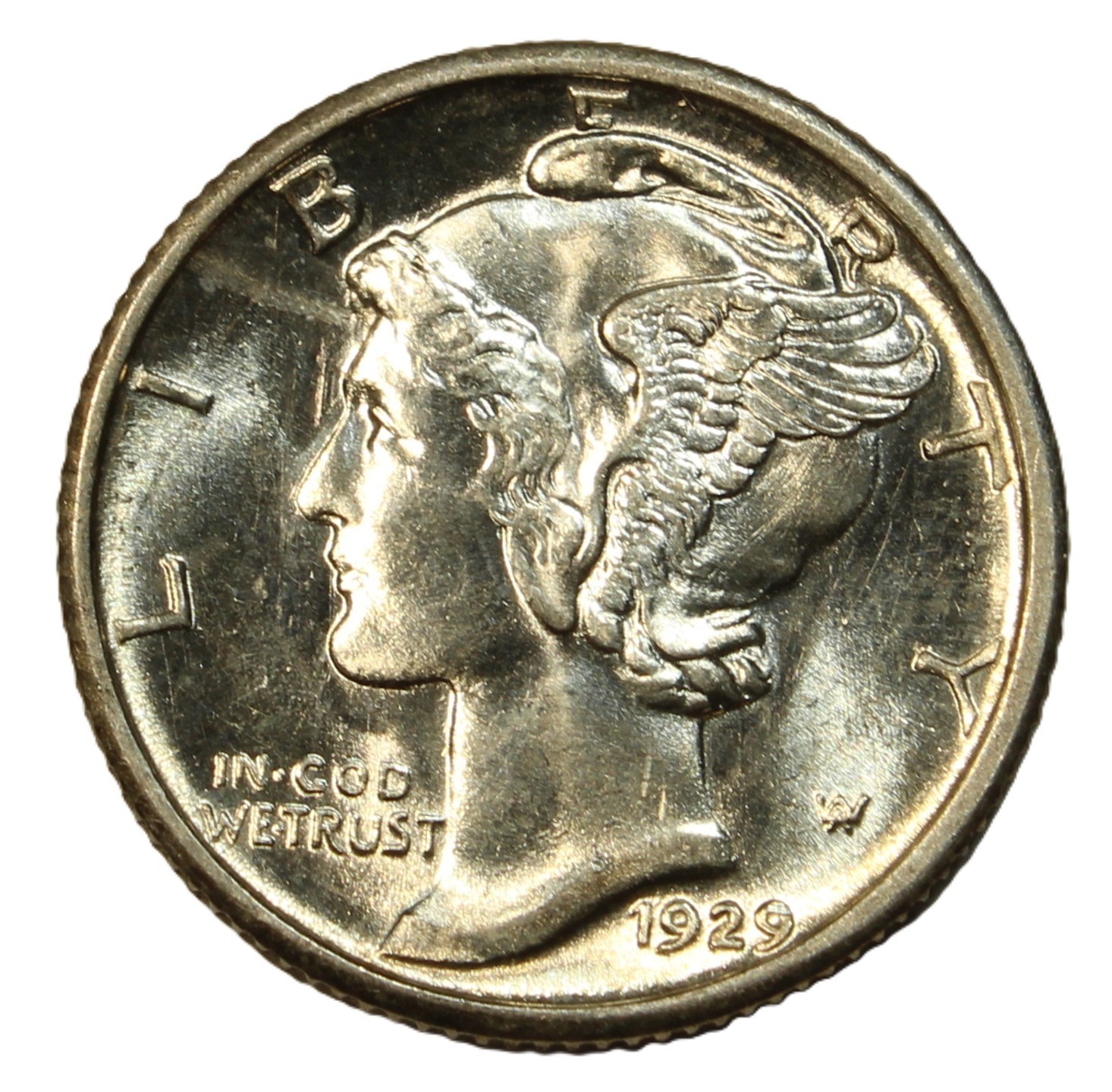 1929 S mercury dime FB - Choice Gem BU - SMH 1434