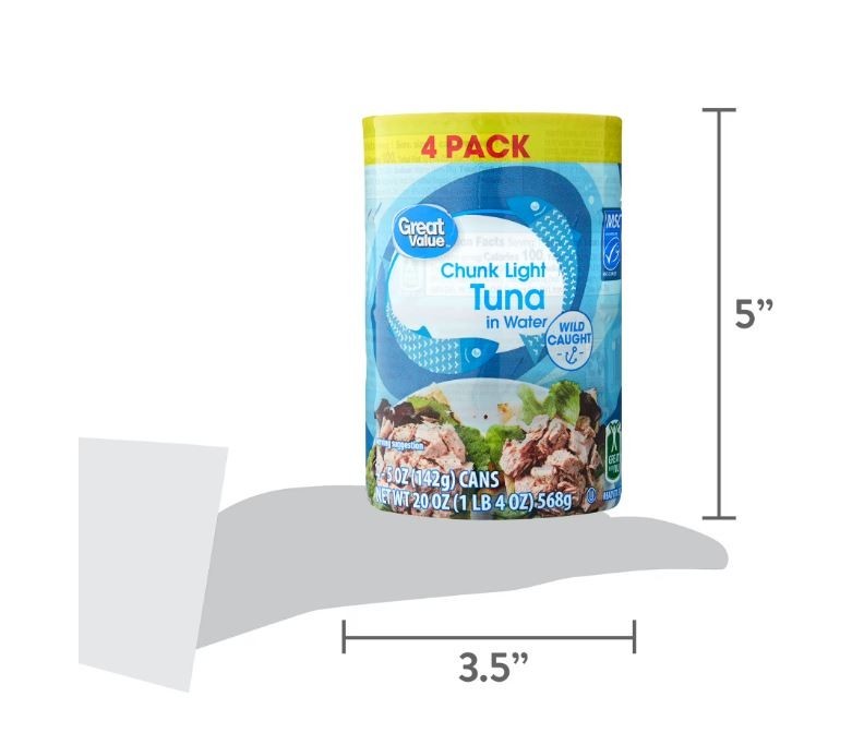 6 pack Great Value Chunk Light Tuna in Water, 5 oz, 4 Pack