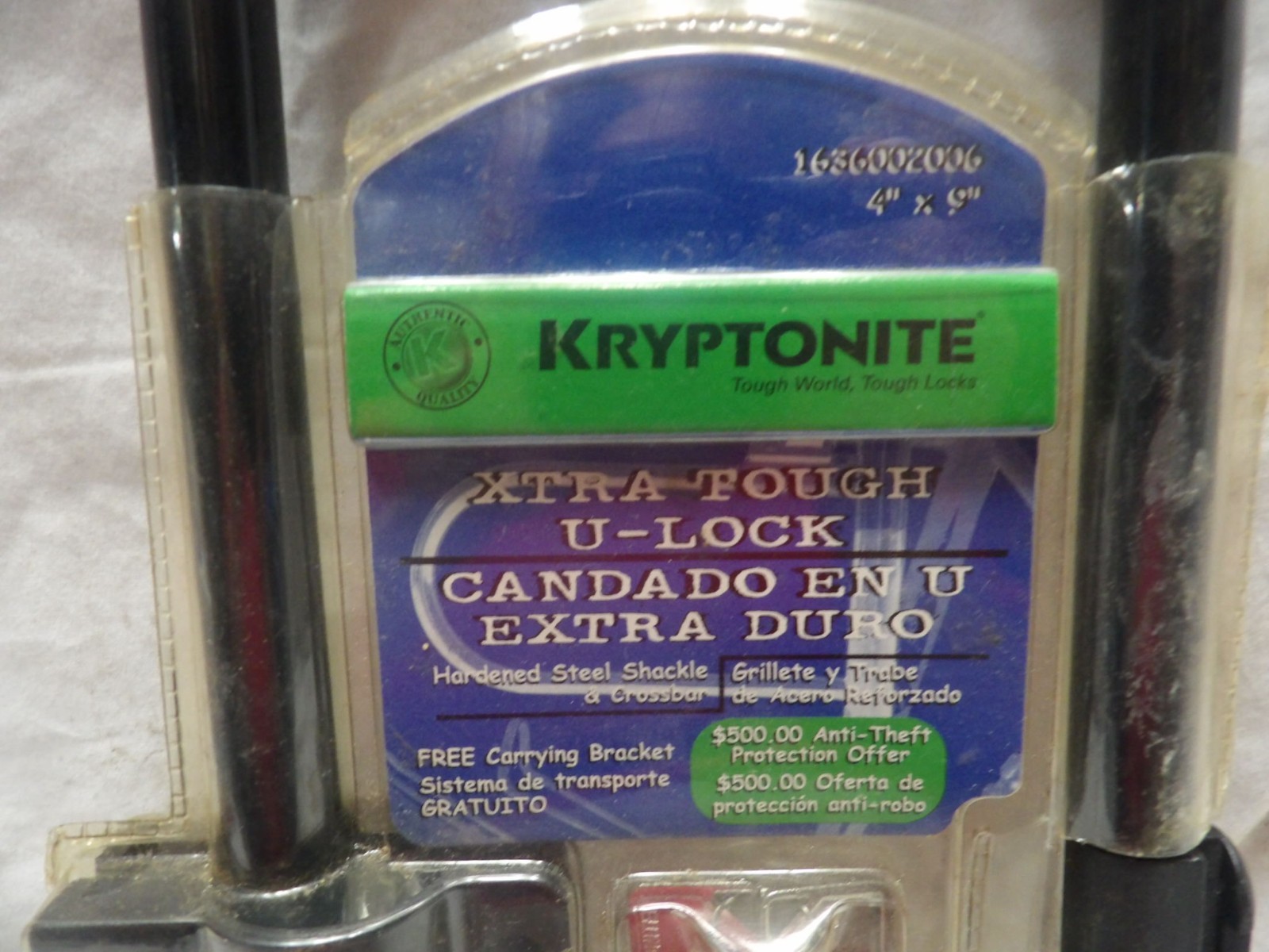 Kryptonite Xtra Tough U-Lock #1636002006 4" x 9"