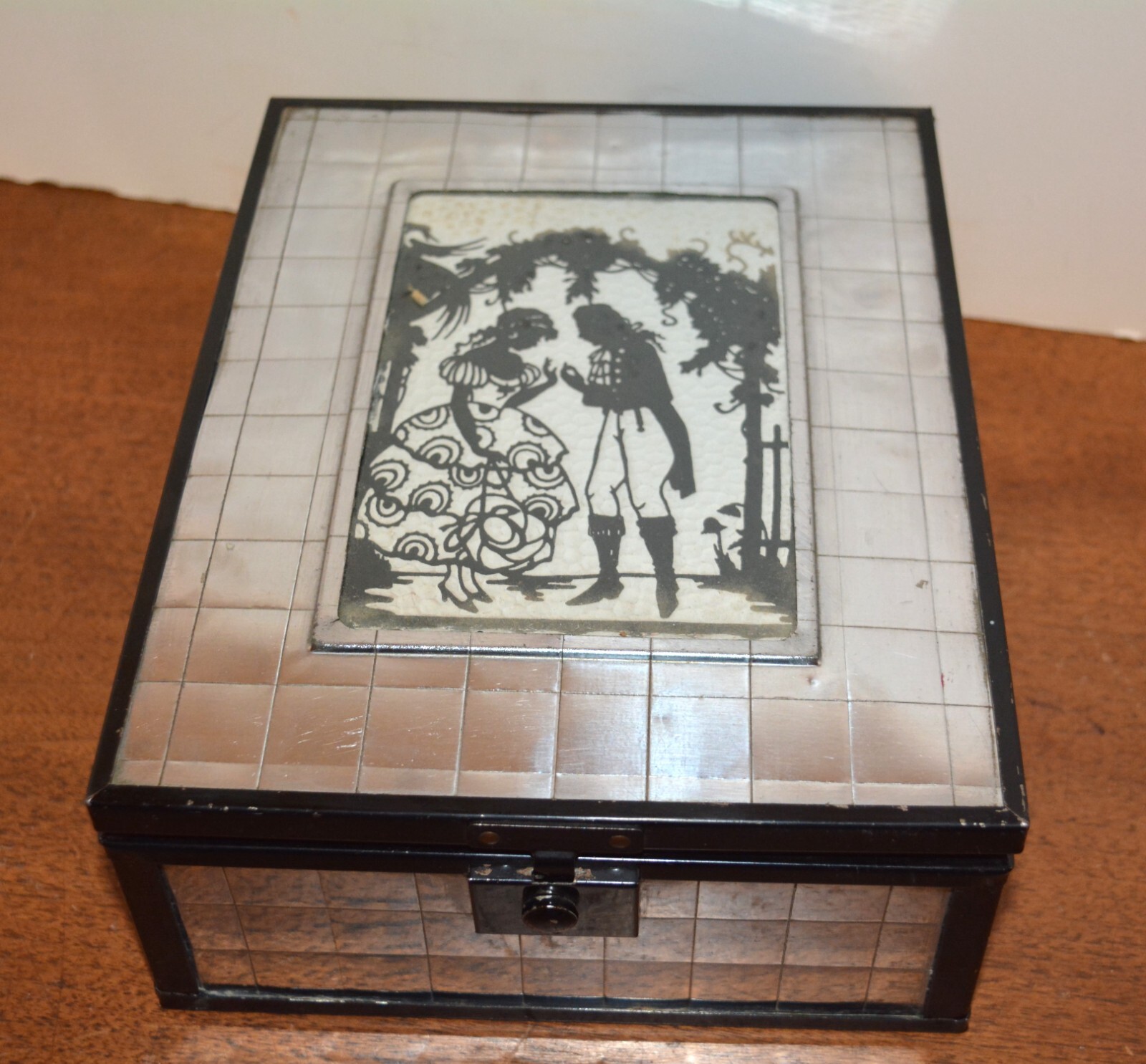 1930 MIRRORED Chromium Cigar Trinket BOX Early American
