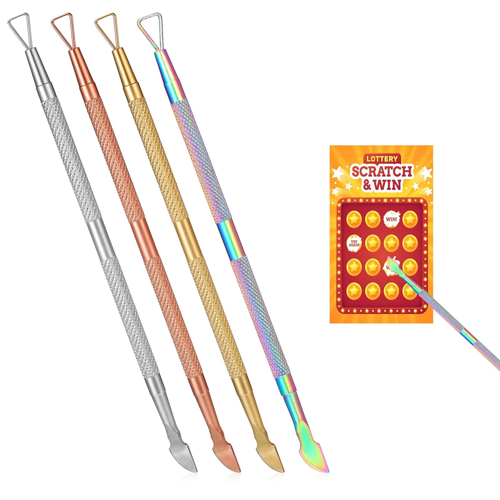 4 Pcs Lottery Ticket Scratcher Tool, Multi-Color Metal Lotto Scratcher Tool f...