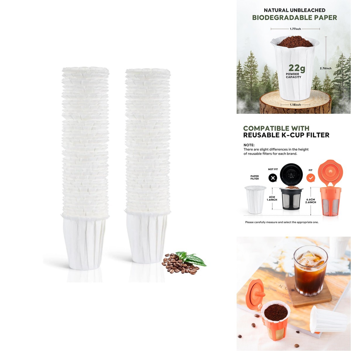 HAILASRE 200 Pack Disposable Paper Coffee Filters K Cup Paper Filters