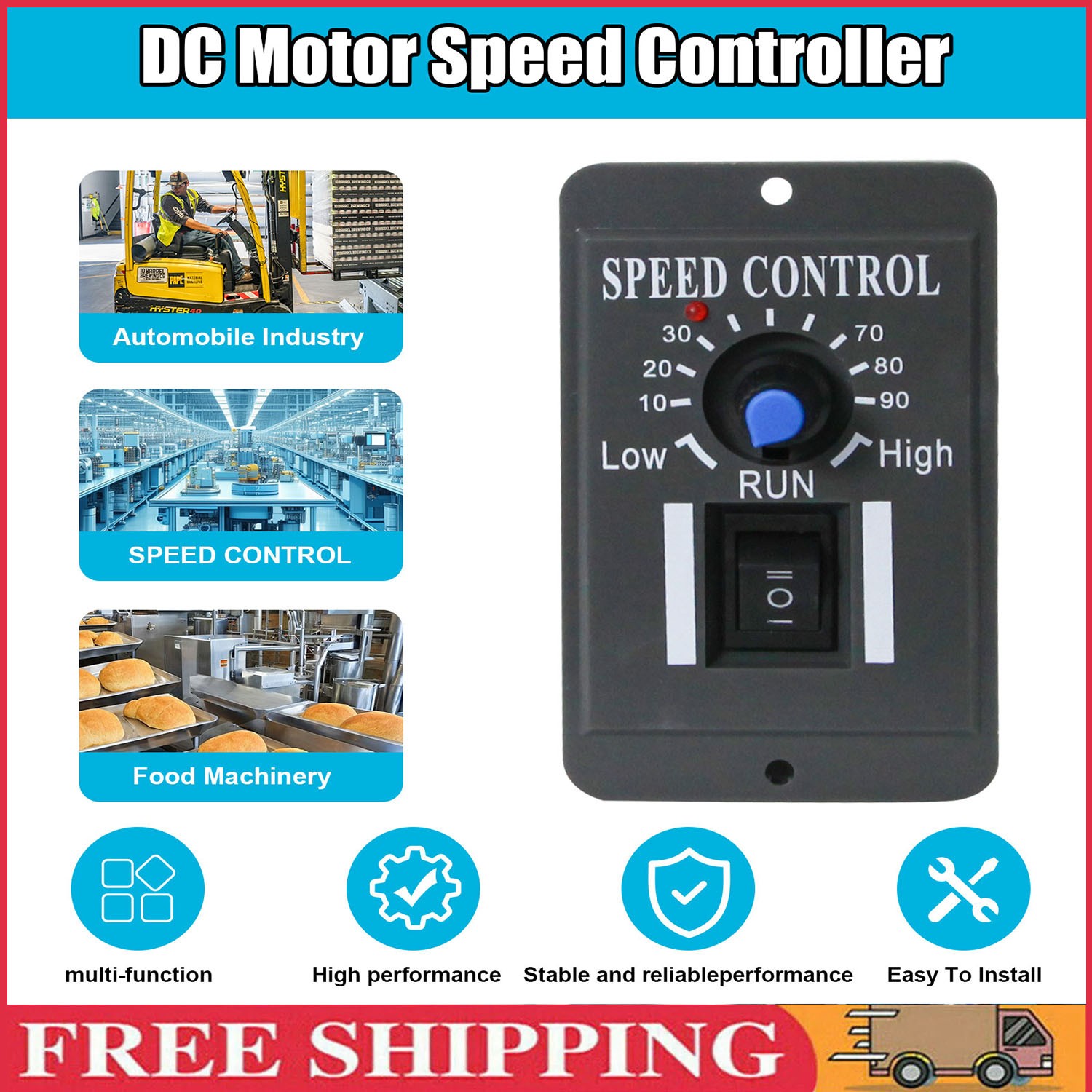 Controller Reversible`DC 10-60V 6A PWM DC`Motor Speed Switch Regulator Switch