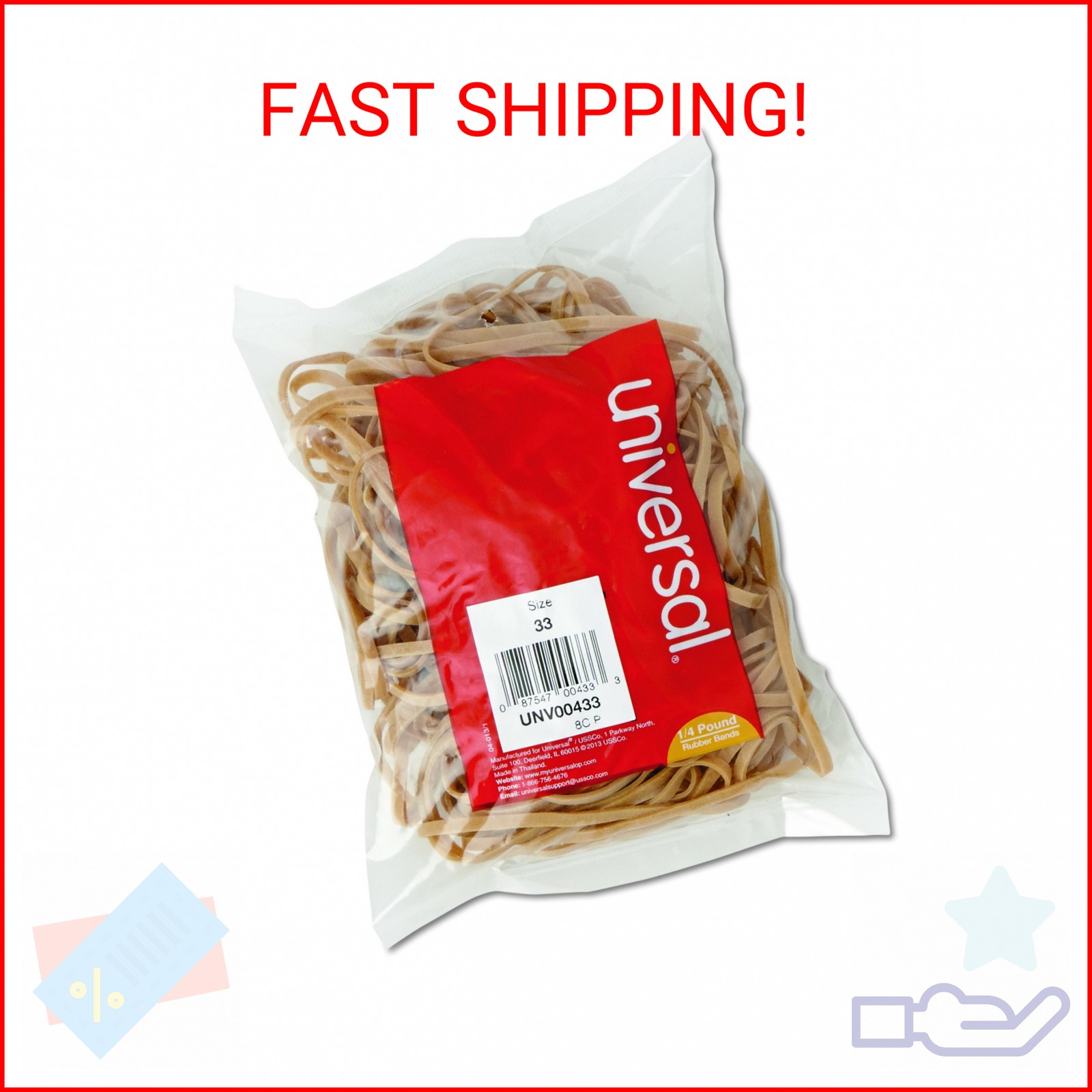 Rubber Bands, Size 33, 0.04" Gauge, Beige, 4 oz Box, 160/Pack