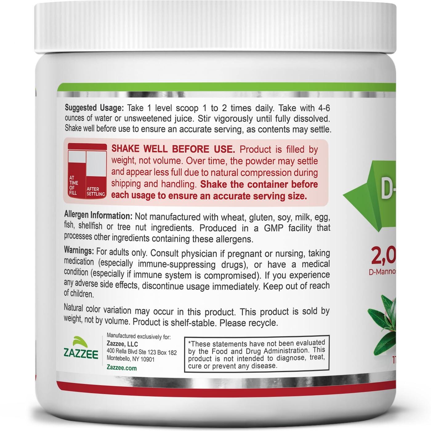 D-Mannose Powder Plus, 2000 mg, 120 Servings, Potent & Fast-Acting, Kosher