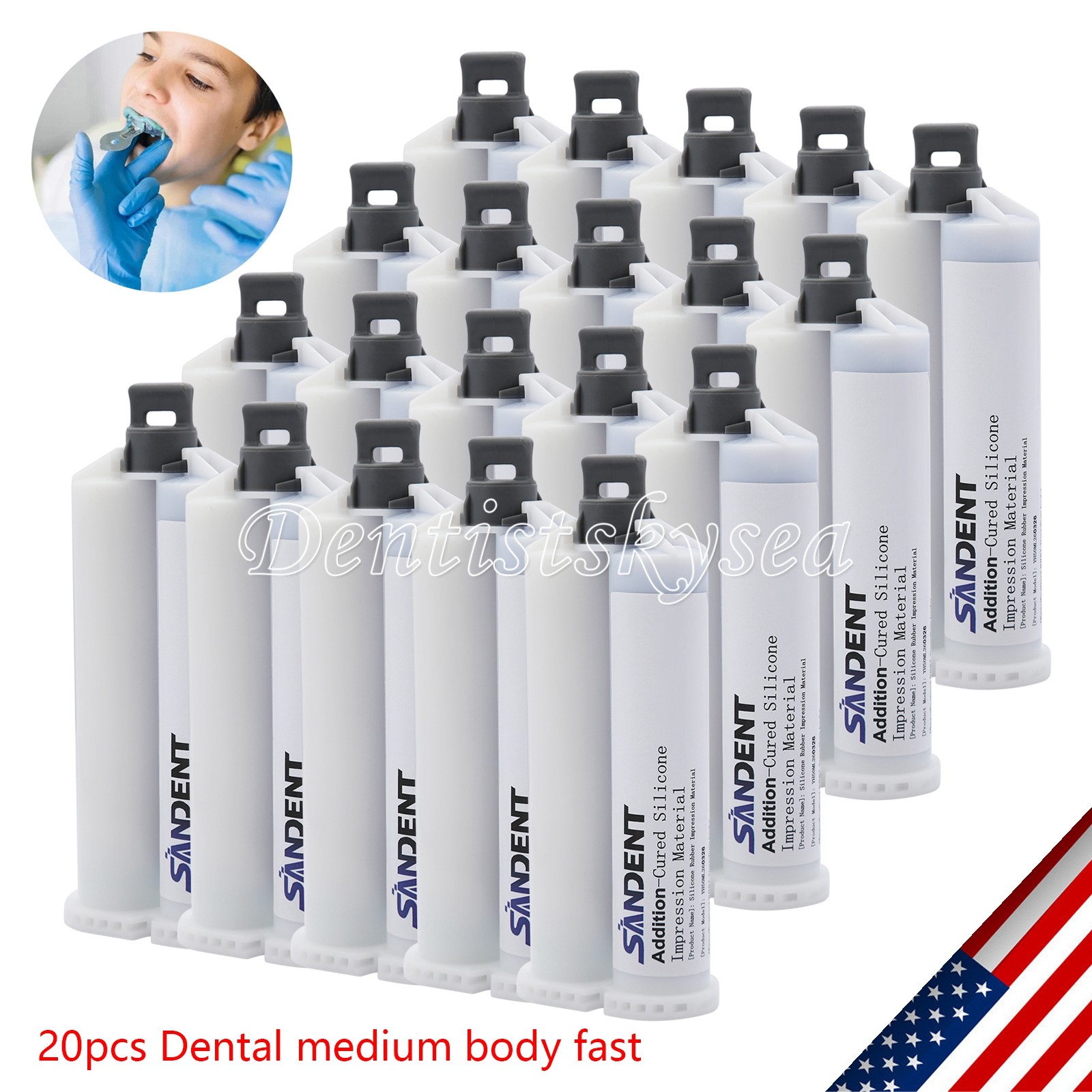 Dental Impression Material VPS Medium Body Fast Set (2 Cartridge & Tips) PVS