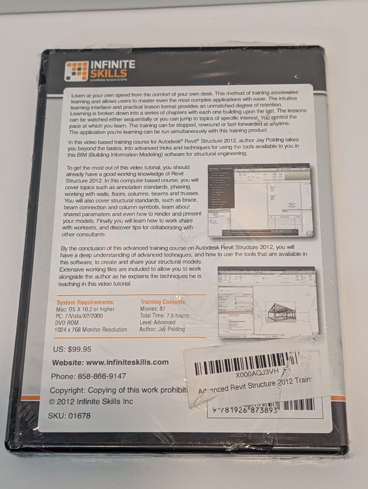 Infinite Skills DVD - Revit Structure 2012 - Intermediate To Advanced - New