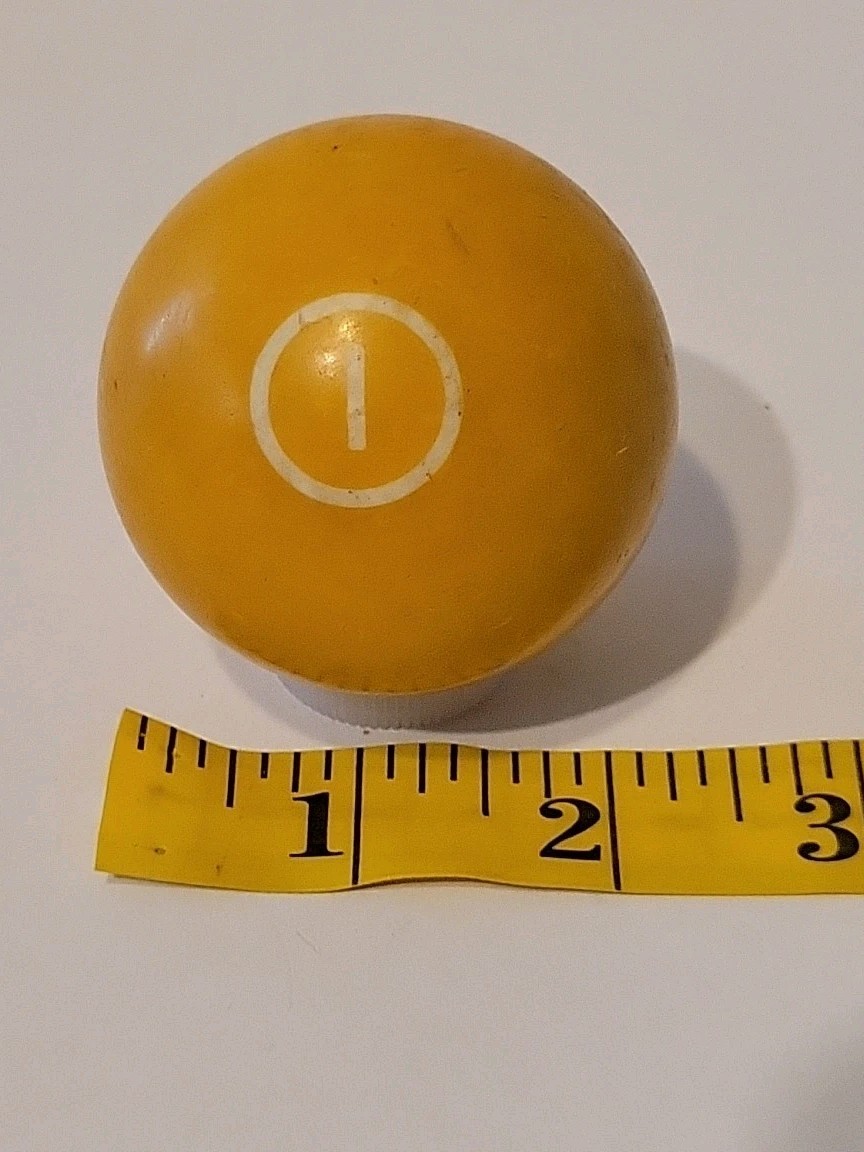 Vintage No. 1 Solid Yellow Pool Ball Billiard 2" Replacement (D)