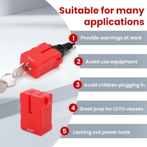 Electrical Cord Plug Lockout Device (Pack) - Key-Retaining Safety Lock for 2