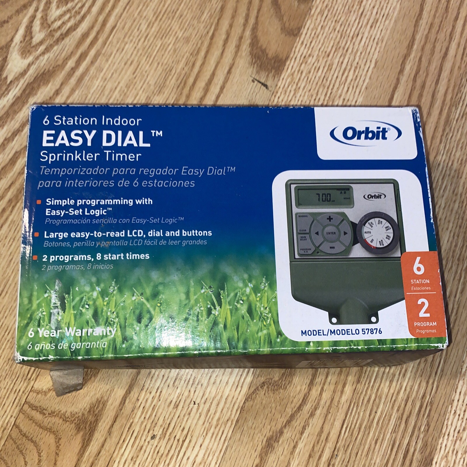 NEW Orbit 6 Station 2 Program Easy Dial Indoor Sprinkler Timer Model 57876